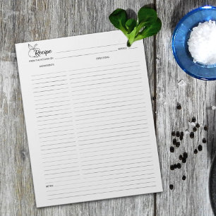 Einfaches Minimalistisches Kochrezept-Notizbuch Notizblock