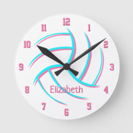 einfaches minimalistisches Mädchen-Volleyball Runde Wanduhr