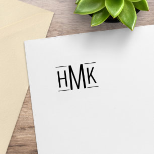 Einfaches minimalistisches Monogramm 3 Initialen L Gummistempel