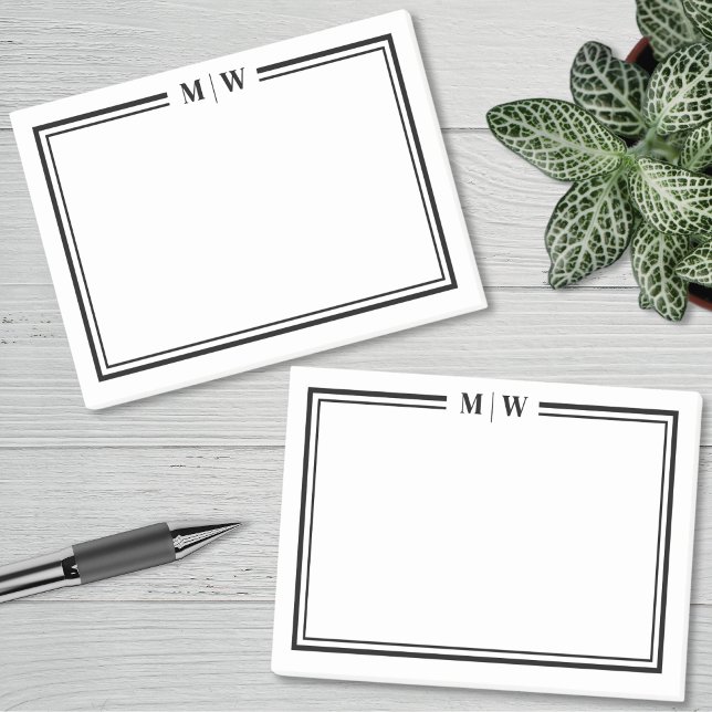 Einfaches Minimalistisches Monogramm Post-it Klebezettel (Simple Minimalist Monogram Post-it Notes)