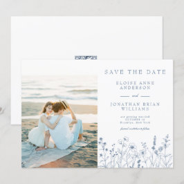 Einfaches Minimalistisches Periwinkle-Wildblume-Fo Save The Date