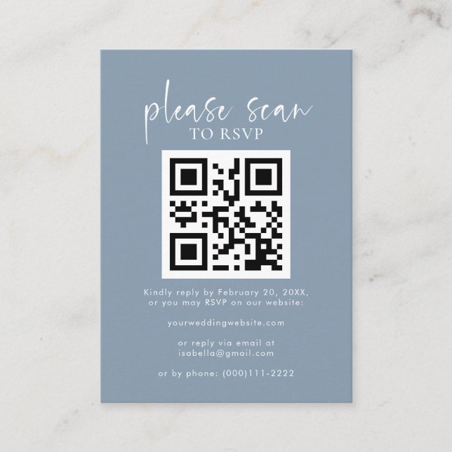 Einfaches Minimalistisches QR-Code-Hochzeitsszenar Begleitkarte (Vorderseite)