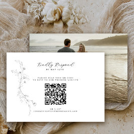 Einfaches Minimalistisches QR-Foto in Schwarzweiß RSVP Karte