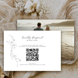 Einfaches Minimalistisches QR-Foto in Schwarzweiß RSVP Karte