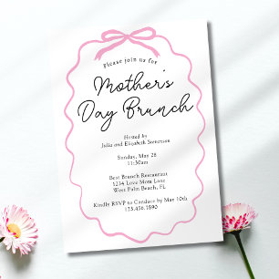 Einfaches Minimalistisches Rosa Muttertagsbrunch Einladung
