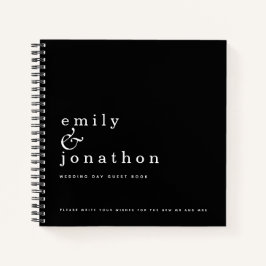 Einfaches Minimalistisches Schwarz-Hochzeit-Gästeb Notizbuch