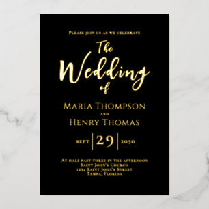 Einfaches Minimalistisches Schwarz-Script-Modell Folieneinladung