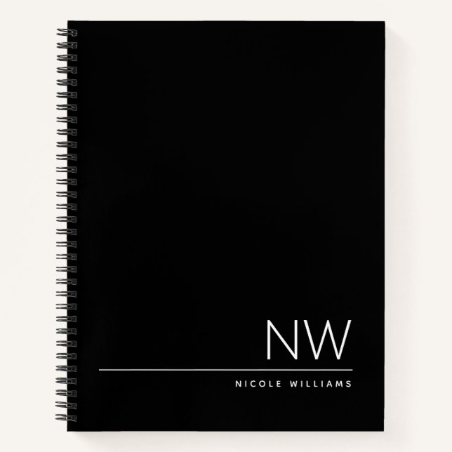 Einfaches minimalistisches Schwarz-Weiß-Design Notizbuch (Vorderseite)