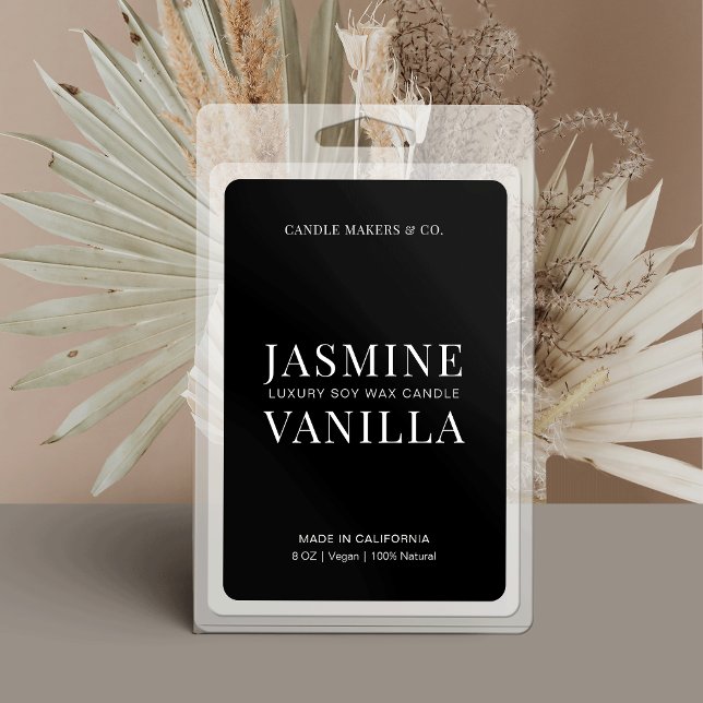 Einfaches, Minimalistisches Schwarz-Weiß-Etikett Lebensmitteletikett (Stand out and make sleek packaging for your products using this rectangle product label)