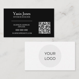 Einfaches minimalistisches Schwarz-Weiß-QR-Code-Lo Visitenkarte