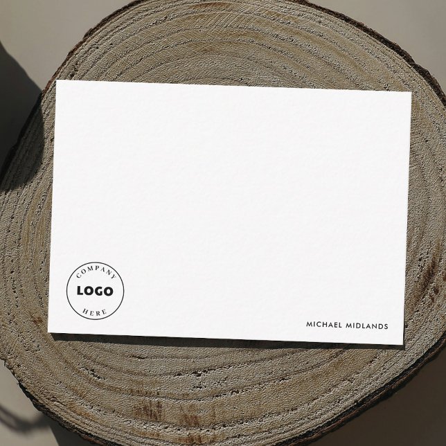 Einfaches Minimalistisches Schwarz-weißes Firmenlo Mitteilungskarte (Business Logo Minimal Thank You Notecard)