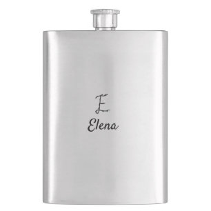 Einfaches, minimalistisches schwarzes Monogramm Bu Flachmann
