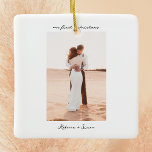 Einfaches Minimalistisches Skript-Foto Keramikornament<br><div class="desc">Einfache Minimalistische Script Foto Keramik Ornament</div>