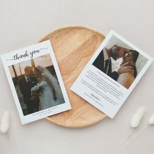 Einfaches Minimalistisches Skript mit Foto Wedding Dankeskarte