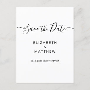 Einfaches Minimalistisches Skript Save the Date Ankündigungspostkarte