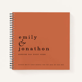 Einfaches Minimalistisches Terracotta Wedding Gues Notizbuch