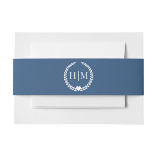Einfaches minimalistisches tiefes Stahlblau-Monogr Einladungsbanderole