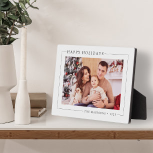 Einfaches Minimalistisches Weihnachtsfamilien-Foto Fotoplatte