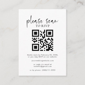Einfaches Minimalistisches zeitgemäßes QR-Hochzeit Begleitkarte