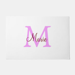 einfaches Minimum Name monogramm rosa rot  Fußmatte