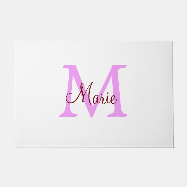 einfaches Minimum Name monogramm rosa rot  Fußmatte (Vorderseite)