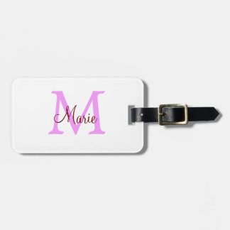 einfaches Minimum Name monogramm rosa rot  Gepäckanhänger