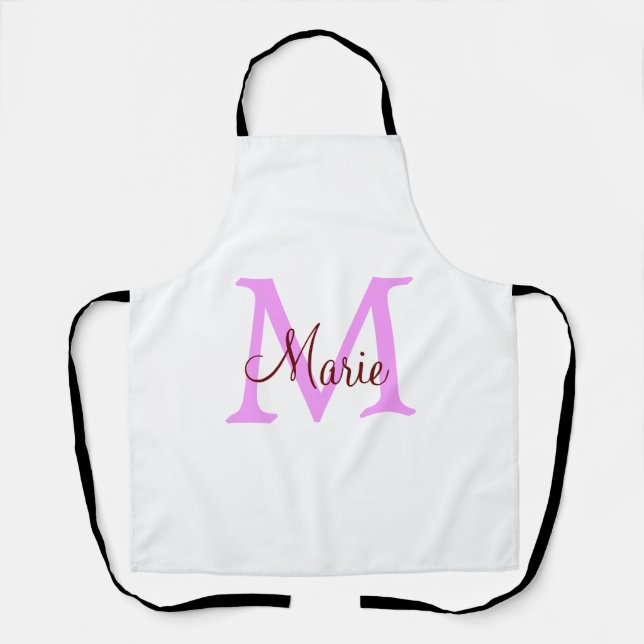einfaches Minimum Name monogramm rosa rot  Schürze (Vorderseite)