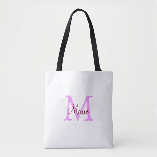 einfaches Minimum Name monogramm rosa rot  Tasche (Vorderseite)