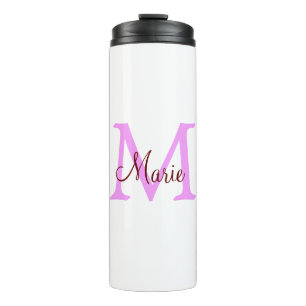 einfaches Minimum Name monogramm rosa rot Thermosbecher