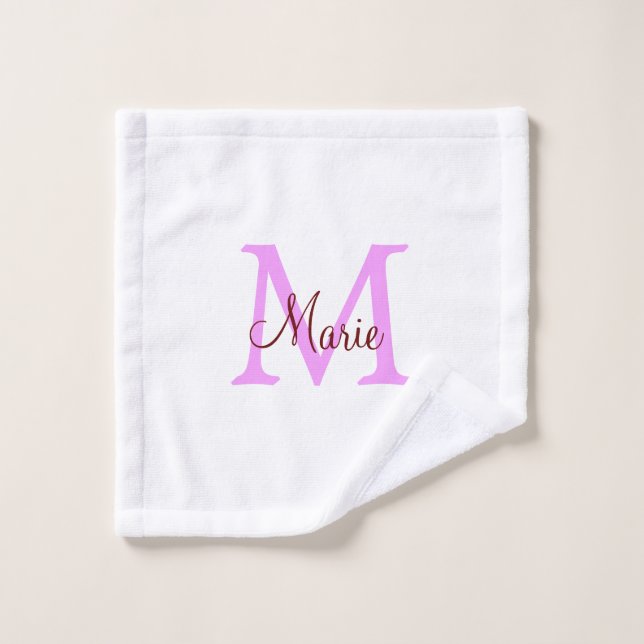 einfaches Minimum Name monogramm rosa rot  Waschlappen (Waschlappen)