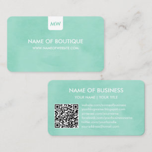 Einfaches Mint Chic Boutique Monogramm Social Medi Visitenkarte