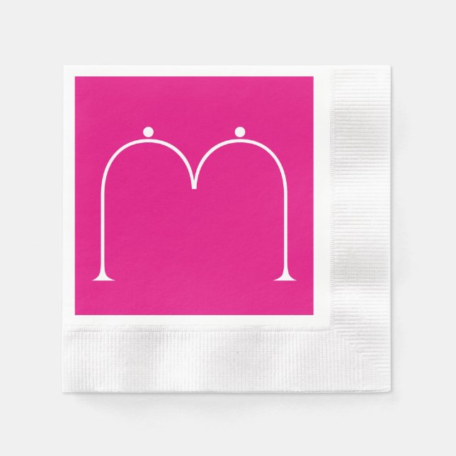 Einfaches Mit Monogramm Papier Napkins Rosa Serviette (Vorderseite)