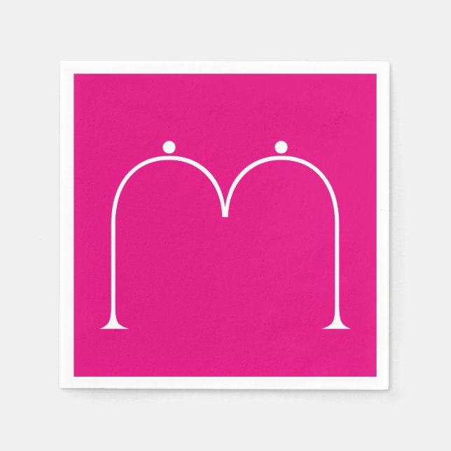 Einfaches Mit Monogramm Papier Napkins Rosa Serviette (Vorderseite)