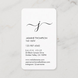 Einfaches Mit Monogramm Skript schwarz und weiß ve Terminkarte