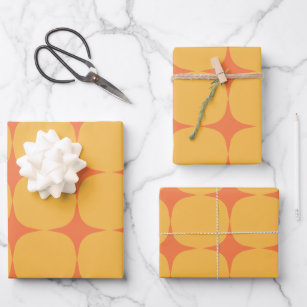 Einfaches Mittelalter Modernes Gelbes Orangenmuste Geschenkpapier Set