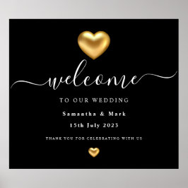 Einfaches Modern Gold Heart Wedding Poster