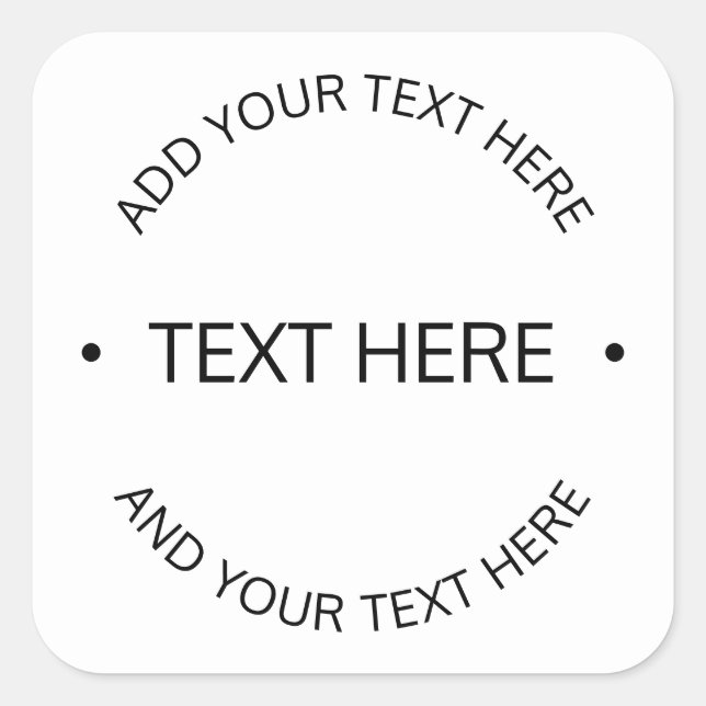 Einfaches, moderner bearbeitbarer Text | Weiß und  Quadratischer Aufkleber (Vorderseite)