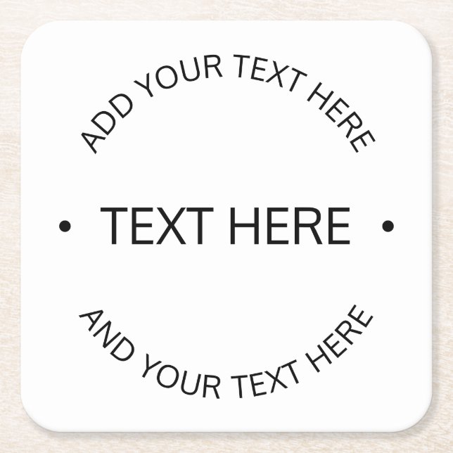 Einfaches, moderner bearbeitbarer Text | Weiß und  Rechteckiger Pappuntersetzer (Vorderseite)