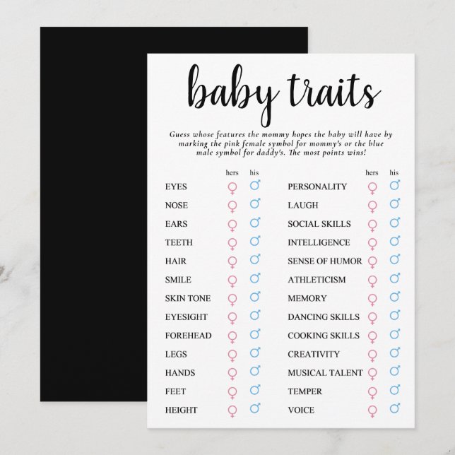 Einfaches, modernes Babytrait | Klassische Keepake Einladung (Vorne/Hinten)