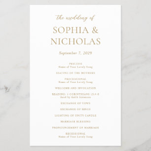 Einfaches modernes Budget-Hochzeitsprogramm in Gol Flyer