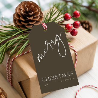 Einfaches Modernes Elegantes Skript Frohe Weihnach Geschenkanhänger