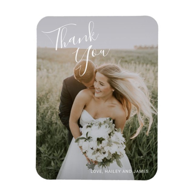 Einfaches modernes Foto Elegante Hochzeit Magnet (Vertikal)
