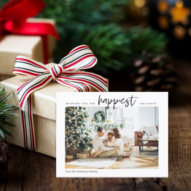 Einfaches modernes Foto | Happy Holiday Postcar Postkarte (Von Creator hochgeladen)