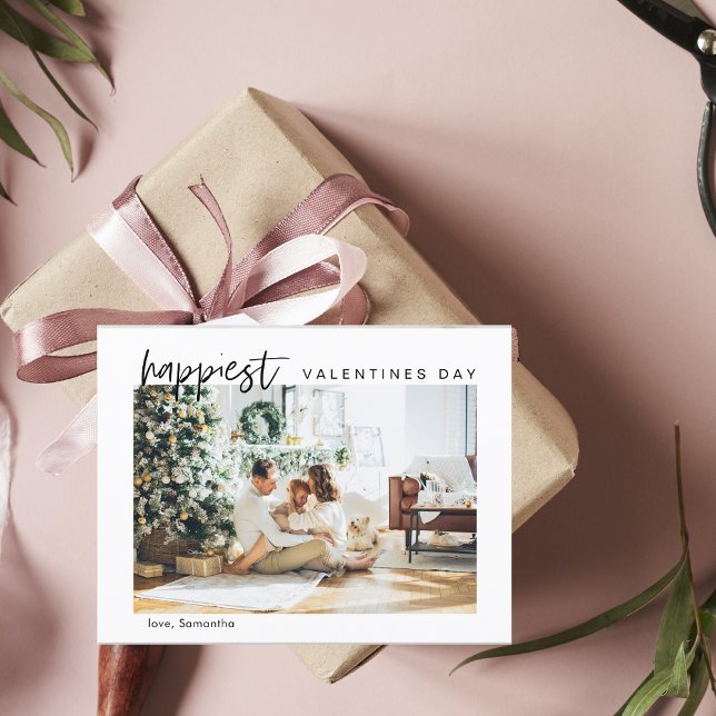 Einfaches modernes Foto | Happy Valentines Postkarte (Von Creator hochgeladen)