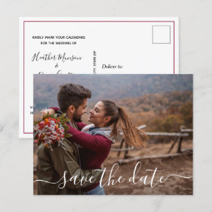 Einfaches modernes Foto Hochzeit rettet das Datum Ankündigungspostkarte