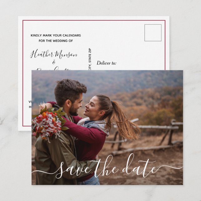 Einfaches modernes Foto Hochzeit rettet das Datum Ankündigungspostkarte (Vorne/Hinten)