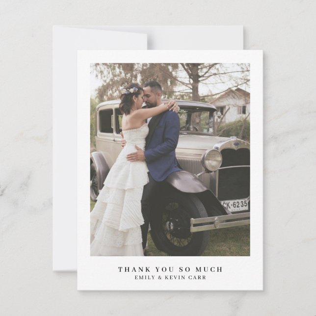 Einfaches modernes Foto Minimalistisch Hochzeit Dankeskarte (Vorderseite)