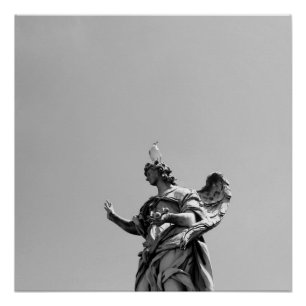 Einfaches, modernes Foto mit Möwen auf der Statue Poster