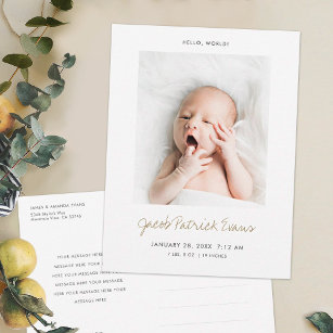 Einfaches, modernes Foto New Baby Birge Ankündigungspostkarte