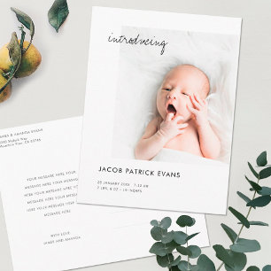 Einfaches, modernes Foto New Baby Birge Ankündigungspostkarte